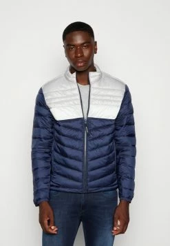 Jack & Jones JJEHERO PUFFER COLLAR - Light Jacket - Navy Blazer/glacier Gray
