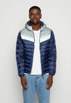 Jack & Jones JJMICK PUFFER HOOD - Light Jacket - Slate Gray
