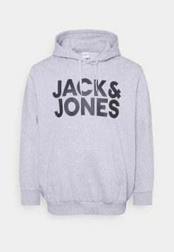 Jack & Jones JJECORP LOGO HOOD - Sweatshirt - Light Grey Melange