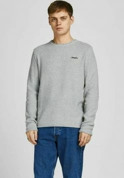 Jack & Jones JORPAUL TONS CREW NECK DETAIL - Jumper - Light Grey Melange