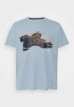 Jack & Jones JCOHOLE TEE CREW NECK - Print T-shirt - Dusty Blue