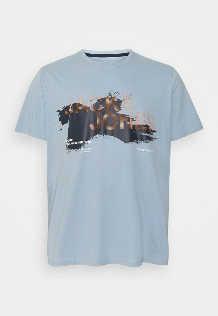 Jack & Jones JCOHOLE TEE CREW NECK - Print T-shirt - Dusty Blue 1 Jack & Jones JCOHOLE TEE CREW NECK - Print T-shirt - Dusty Blue