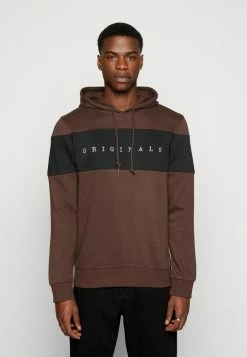 Jack & Jones JORCOPENHAGEN PANEL HOOD - Sweatshirt - Seal Brown/cloud