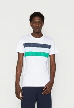 Jack & Jones JORSUNSET STRIPE TEE CREW NECK - Print T-shirt - Bright White