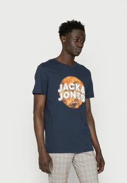 Jack & Jones JORBLOOMER BRANDING TEE - Print T-shirt - Navy Blazer