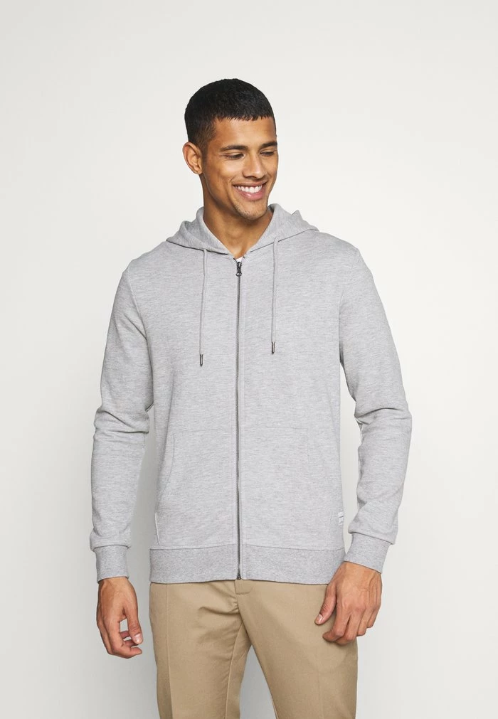 Jack & Jones JJEBASIC ZIP HOOD - Zip-up Sweatshirt - Light Grey Melange 1 Jack & Jones JJEBASIC ZIP HOOD - Zip-up Sweatshirt - Light Grey Melange