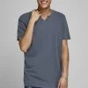 Jack & Jones JJESPLIT NECK TEE - Basic T-shirt - Navy