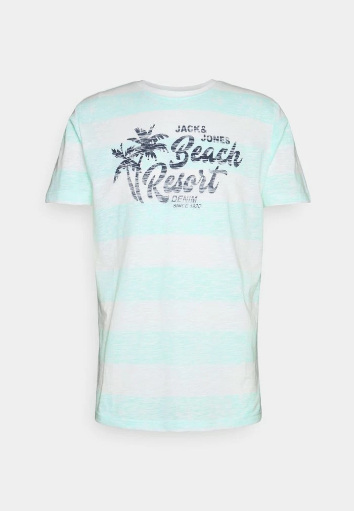 Jack & Jones JJRESORT TEE CREW NECK - Print T-shirt - Bleached Aqua 1 Jack & Jones JJRESORT TEE CREW NECK - Print T-shirt - Bleached Aqua