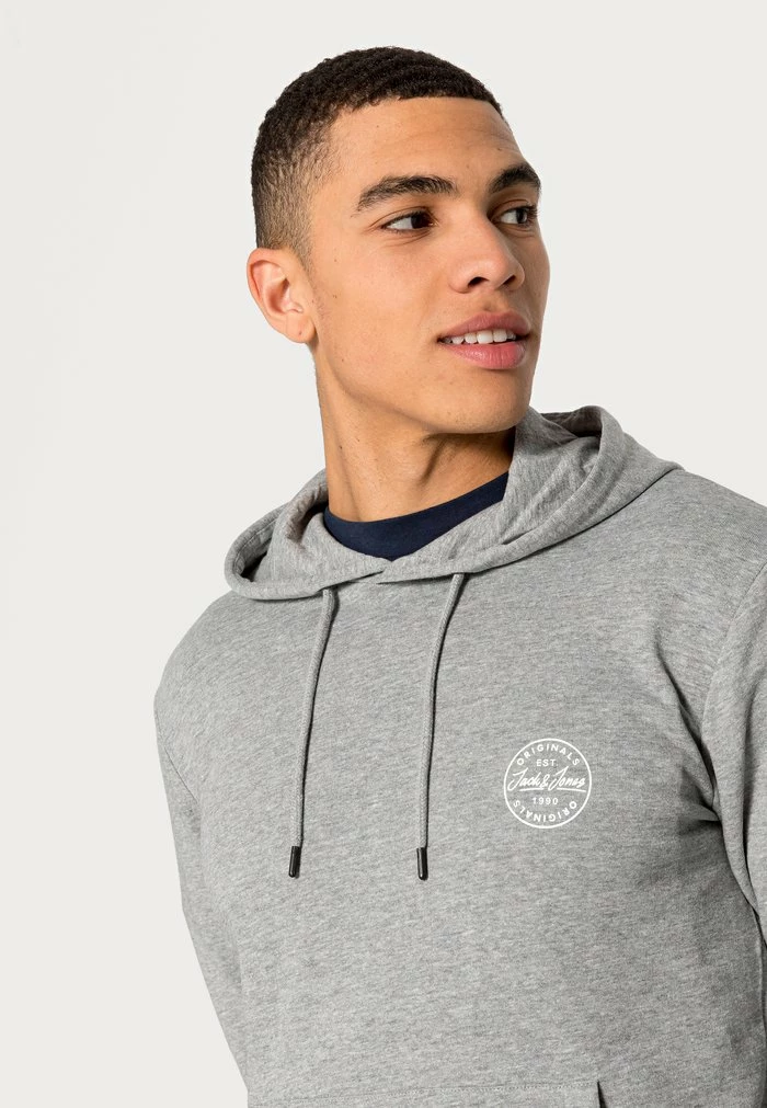 Jack & Jones JJEGORDON SHARK - Hoodie - Light Grey Melange/navy Blazer 5 Jack & Jones JJEGORDON SHARK - Hoodie - Light Grey Melange/navy Blazer - Image 5
