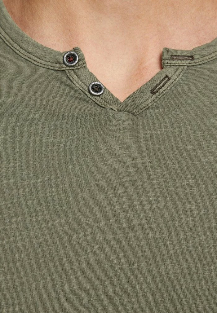 Jack & Jones JJESPLIT NECK TEE - Basic T-shirt - Dusky Green 4 Jack & Jones JJESPLIT NECK TEE - Basic T-shirt - Dusky Green - Image 4