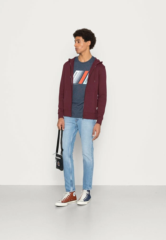 Jack & Jones JCOCONNOR CREW NECK - Print T-shirt - Navy/melange 2 Jack & Jones JCOCONNOR CREW NECK - Print T-shirt - Navy/melange - Image 2