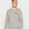 Jack & Jones JJSTRUCTURE EMBROIDERY CREW NECK - Sweatshirt - Light Grey Melange