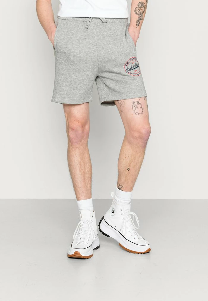 Jack & Jones JJIBRAT LOGO - Shorts - Light Grey Melange 1 Jack & Jones JJIBRAT LOGO - Shorts - Light Grey Melange