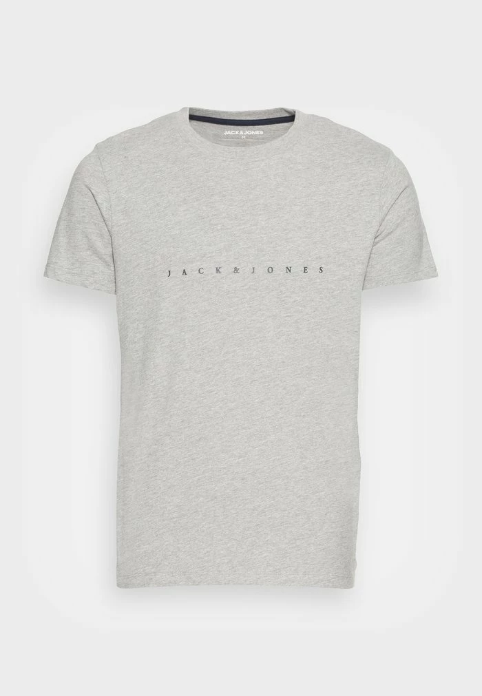 Jack & Jones JJFONT - Print T-shirt - Light Grey Melange 4 Jack & Jones JJFONT - Print T-shirt - Light Grey Melange - Image 4