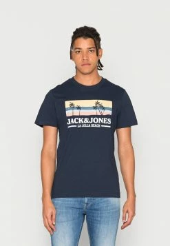Jack & Jones JORMALIBU BRANDING SS CREW NECK - Print T-shirt - Navy Blazer