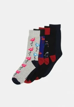 Jack & Jones JACSUMMER FLAMINGO SOCK 5 PACK - Socks - Light Grey Melange/navy Blazer