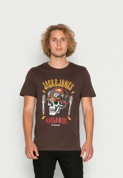 Jack & Jones JORCAPTAIN TEE CREW NECK - Print T-shirt - Seal Brown