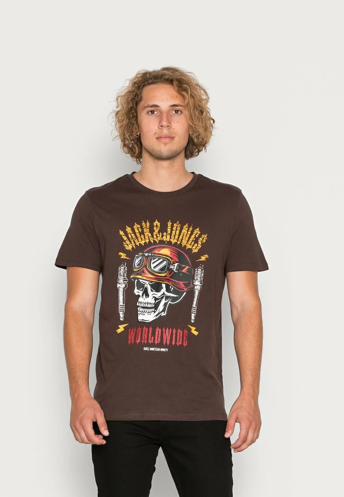 Jack & Jones JORCAPTAIN TEE CREW NECK - Print T-shirt - Seal Brown 1 Jack & Jones JORCAPTAIN TEE CREW NECK - Print T-shirt - Seal Brown