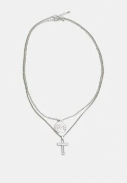 Jack & Jones JACCROSS AND EARTH NECKLACE 2 PACK - Necklace - Silver Coloured