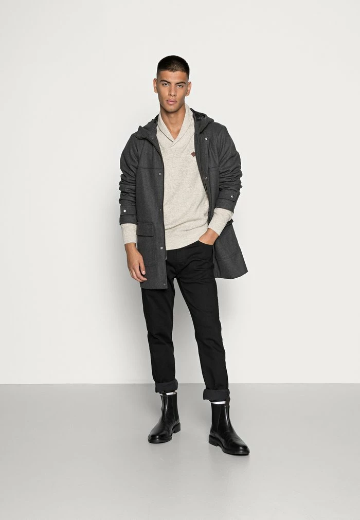 Jack & Jones JJFELIX COAT - Classic Coat - Dark Grey Melange 2 Jack & Jones JJFELIX COAT - Classic Coat - Dark Grey Melange - Image 2